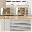 CREDENZA DA CUCINA CON RIPIANO APERTO E 2 ARMADIETTI, IN LEGNO E ACCIAIO, 100X35X88 CM, BIANCO