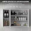 ARMADIETTO PENSILE BAGNO CON 3 ANTE A SPECCHIO E RIPIANI REGOLABILI IN LEGNO 90X13.5X60 CM, BIANCO