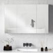 ARMADIETTO PENSILE BAGNO CON 3 ANTE A SPECCHIO E RIPIANI REGOLABILI IN LEGNO 90X13.5X60 CM, BIANCO