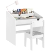 SET SEDIA E TAVOLINO PER BAMBINI 3-6 ANNI CON ORGANIZZATORE E CASSETTO ESTRAIBILE, IN LEGNO GRIGIO