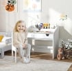 SET SEDIA E TAVOLINO PER BAMBINI 3-6 ANNI CON ORGANIZZATORE E CASSETTO ESTRAIBILE, IN LEGNO GRIGIO