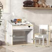 SET SEDIA E TAVOLINO PER BAMBINI 3-6 ANNI CON ORGANIZZATORE E CASSETTO ESTRAIBILE, IN LEGNO GRIGIO