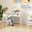 SET SEDIA E TAVOLINO PER BAMBINI 3-6 ANNI CON ORGANIZZATORE E CASSETTO ESTRAIBILE, IN LEGNO GRIGIO