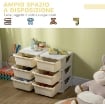 CASSETTIERA 6 CASSETTI PER BAMBINI 3-6 ANNI CON BORDI ARROTONDATI, IN PP BIANCO CREMA, 75X37X56.5 CM