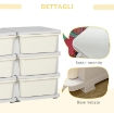 CASSETTIERA 6 CASSETTI PER BAMBINI 3-6 ANNI CON BORDI ARROTONDATI, IN PP BIANCO CREMA, 75X37X56.5 CM