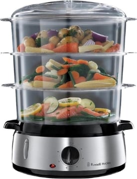 RUSSELL 19270-56 VAPORIERA CON TIMER+3 VASCHETTE CAPACITÀ TOTALE 9L  800W