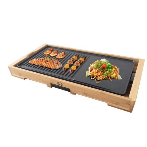 DCG ST3150 PIASTRA TEPPANYAKY CON PIATTO ANTIADERENTE E CASSETTO RACCOLA GRASSI 51X25 CM