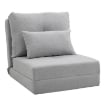 POLTRONA LETTO 3 IN 1 CONVERTIBILE IN CHAISE LONGUE E DIVANO DA TERRA CON 2 CUSCINI, GRIGIO CHIARO