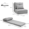 POLTRONA LETTO 3 IN 1 CONVERTIBILE IN CHAISE LONGUE E DIVANO DA TERRA CON 2 CUSCINI, GRIGIO CHIARO