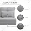 POLTRONA LETTO 3 IN 1 CONVERTIBILE IN CHAISE LONGUE E DIVANO DA TERRA CON 2 CUSCINI, GRIGIO CHIARO