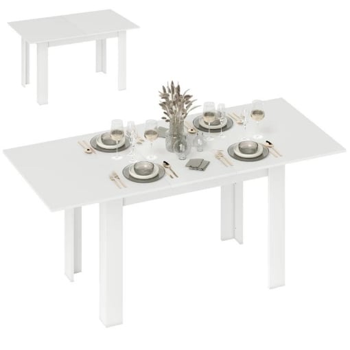 TAVOLO ALLUNGABILE DA PRANZO PER 6-8 PERSONE, 140-180 X 80 CM, BIANCO