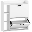 SCARPIERA SLIM CON 2 CASSETTI RIBALTABILI E 3 VANI APERTI, CAPACITÓ 15 SCARPE, 83X24X90.5 CM, BIANCO