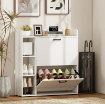 SCARPIERA SLIM CON 2 CASSETTI RIBALTABILI E 3 VANI APERTI, CAPACITÓ 15 SCARPE, 83X24X90.5 CM, BIANCO