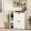 SCARPIERA SLIM CON 2 CASSETTI RIBALTABILI E 3 VANI APERTI, CAPACITÓ 15 SCARPE, 83X24X90.5 CM, BIANCO
