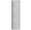 ARMADIO PER UFFICIO IN ACCIAIO A 3 PORTE INDIPENDENTI CON SERRATURA E 2 CHIAVI, 45X38X180 CM, GRIGIO CHIARO