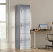 ARMADIO PER UFFICIO IN ACCIAIO A 3 PORTE INDIPENDENTI CON SERRATURA E 2 CHIAVI, 45X38X180 CM, GRIGIO CHIARO