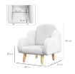 POLTRONA PER BAMBINI IN STILE SCANDINAVO CON BRACCIOLI A NUVOLA IN TESSUTO BIANCO, 46X51X55 CM