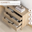 CASSETTIERA 3 CASSETTI IN LEGNO PER CAMERA E INGRESSO STILE NORDICO 80X40X77.5 CM ROVERE
