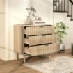 CASSETTIERA 3 CASSETTI IN LEGNO PER CAMERA E INGRESSO STILE NORDICO 80X40X77.5 CM ROVERE