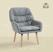 POLTRONA MODERNA DA CAMERA CON SCHIENALE ALTO A DOPPIA IMBOTTITURA IN TESSUTO EFFETTO PELLE, GRIGIO