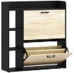 SCARPIERA SLIM CON 2 CASSETTI RIBALTABILI E 3 VANI APERTI, CAPACITÀ 15 SCARPE, 83X24X90.5 CM, NERO