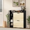 SCARPIERA SLIM CON 2 CASSETTI RIBALTABILI E 3 VANI APERTI, CAPACITÀ 15 SCARPE, 83X24X90.5 CM, NERO
