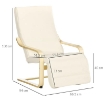 POLTRONA RELAX CON POGGIAPIEDI A 5 LIVELLI E POGGIATESTA, LEGNO DI BETULLA E TESSUTO, 66,5X94X100 CM, CREMA