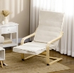 POLTRONA RELAX CON POGGIAPIEDI A 5 LIVELLI E POGGIATESTA, LEGNO DI BETULLA E TESSUTO, 66,5X94X100 CM, CREMA
