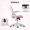 SEDIA DA UFFICIO ERGONOMICA E REGOLABILE CON SCHIENALE A RETE E SEDUTA IMBOTTITA, 65.5X61.5X88-97.5 CM, ROSA
