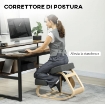 SEDIA ERGONOMICA CON INGINOCCHIATOIO IN LEGNO DI BETULLA E CUSCINO, 51X69X58 CM, GRIGIO