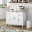 CREDENZA BUFFET ELEGANTE CON 2 CASSETTI E 3 ARMADIETTI CON RIPIANI REGOLABILI, IN LEGNO, 120X38X86 CM, BIANCO
