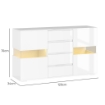 CREDENZA MODERNA CON LED REGOLABILE CON TELECOMANDO 4 CASSETTI E 2 ARMADIETTI 120X34X70 CM BIANCO