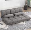 DIVANO DA TERRA 2 IN 1 CON SCHIENALE RECLINABILE SU 7 LIVELLI E CUSCINI, 130X73X60 CM, GRIGIO CARBONE