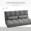 DIVANO DA TERRA 2 IN 1 CON SCHIENALE RECLINABILE SU 7 LIVELLI E CUSCINI, 130X73X60 CM, GRIGIO CARBONE