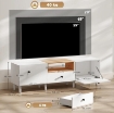 MOBILE TV 70" MAX CON 2 ANTE A RIBALTA, CASSETTO E SCAFFALE APERTO, IN LEGNO, 150X35X45 CM, BIANCO E COLOR LEGNO