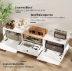 MOBILE TV 70" MAX CON 2 ANTE A RIBALTA, CASSETTO E SCAFFALE APERTO, IN LEGNO, 150X35X45 CM, BIANCO E COLOR LEGNO