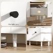 MOBILE TV 70" MAX CON 2 ANTE A RIBALTA, CASSETTO E SCAFFALE APERTO, IN LEGNO, 150X35X45 CM, BIANCO E COLOR LEGNO