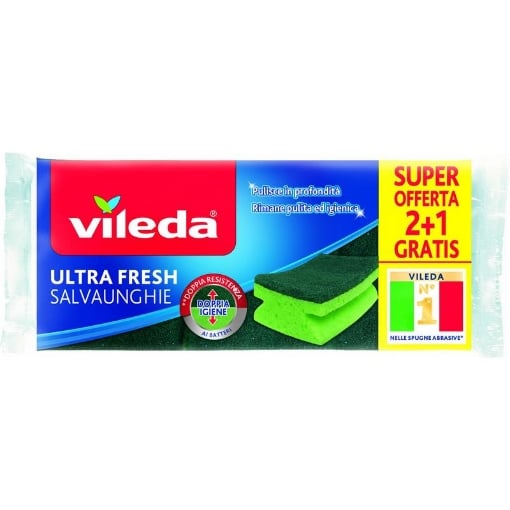 VILEDA SPUGNA ULTRA FRESH ABRASIVA SALVAUNGHIE 2+1PZ