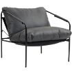POLTRONA DA SALOTTO IN PELLE PU E TELAIO IN METALLO CON CUSCINI SPESSI, 74.5X75X77 CM, GRIGIO CARBONE