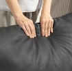POLTRONA DA SALOTTO IN PELLE PU E TELAIO IN METALLO CON CUSCINI SPESSI, 74.5X75X77 CM, GRIGIO CARBONE
