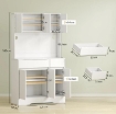 CREDENZA DA CUCINA MODERNA CON 4 ARMADIETTI, 2 CASSETTI E RIPIANI REGOLABILI, 100X38X180 CM, BIANCO