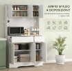 CREDENZA DA CUCINA MODERNA CON 4 ARMADIETTI, 2 CASSETTI E RIPIANI REGOLABILI, 100X38X180 CM, BIANCO