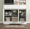 CREDENZA DA CUCINA MODERNA CON 4 ARMADIETTI, 2 CASSETTI E RIPIANI REGOLABILI, 100X38X180 CM, BIANCO