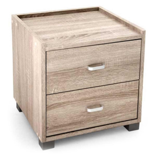 COMODINO CON 2 CASSETTI IN LEGNO ROVERE 43 X 40 X 44 CM