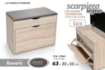 SCARPIERA IN LEGNO MDF CON CUSCINO CONTENITORE ROVERE 63 X 30 X 50 CM 
