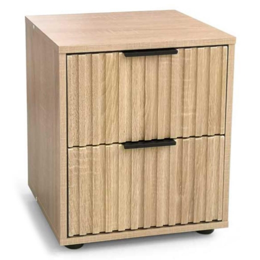 COMODINO 2 CASSETTI IN LEGNO TRUCIOLARE CON MELAMINICO, GUIDE METALLICHE ROVERE 40 X 30 X 45 CM