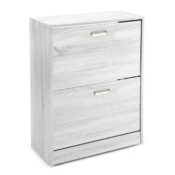 SCARPIERA 2 ANTE IN LEGNO TRUCIOLARE CON MELAMINICO 2 DIVISORI OGNI ANTA BIANCO LEGNO 63 X 24 X 81 CM