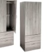 ERMES ARMADIO IN LEGNO CON 2 ANTE E CASSETTI 60 X 42 X 180 CM COLORE OLMO