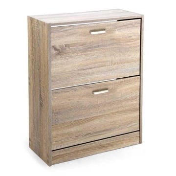 SCARPIERA 2 ANTE IN LEGNO TRUCIOLARE CON MELAMINICO 2 DIVISORI OGNI ANTA ROVERE 63 X 24 X 81 CM