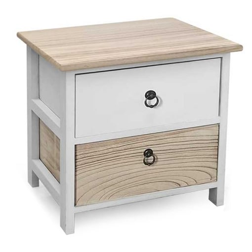 CASSETTIERA IN LEGNO CON 2 CASSETTI COLORE BIANCO E NATURALE 40 X 29 X 42 CM